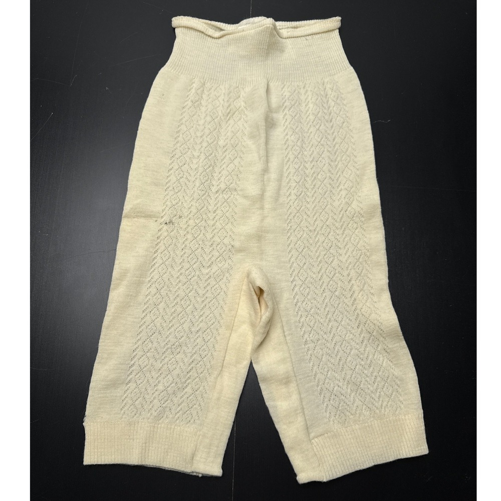 Vintage LL Bean Wool Pointelle Knit Thermal Shorts Made in England Cream Med/Lge